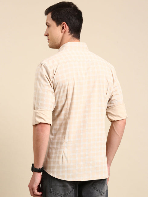 Beige Checks Full Sleeves Shirt